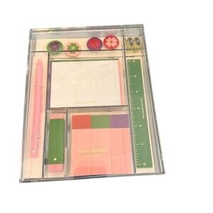 kate spade new york Colorblock Stationery Tackle Box Desk Set Pen Ruler